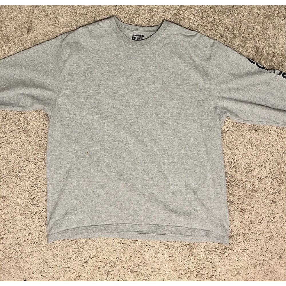 Carhartt Shirt Mens XL Long Sleeve Crew Neck Outdoors Gray Loose Fit Adult